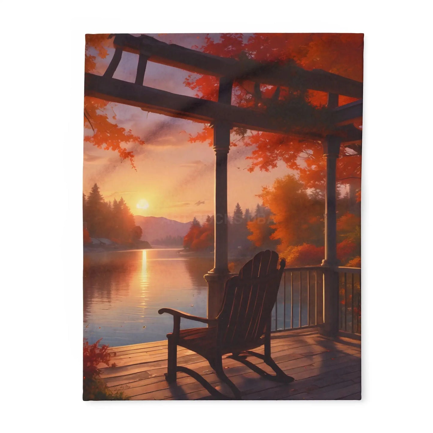 Cozy Autumn Porch Fleece Blanket - Warm Throw for Fall Decor Outdoor Picnic Cabin Vibes Gift for Him/Her Seasonal Home