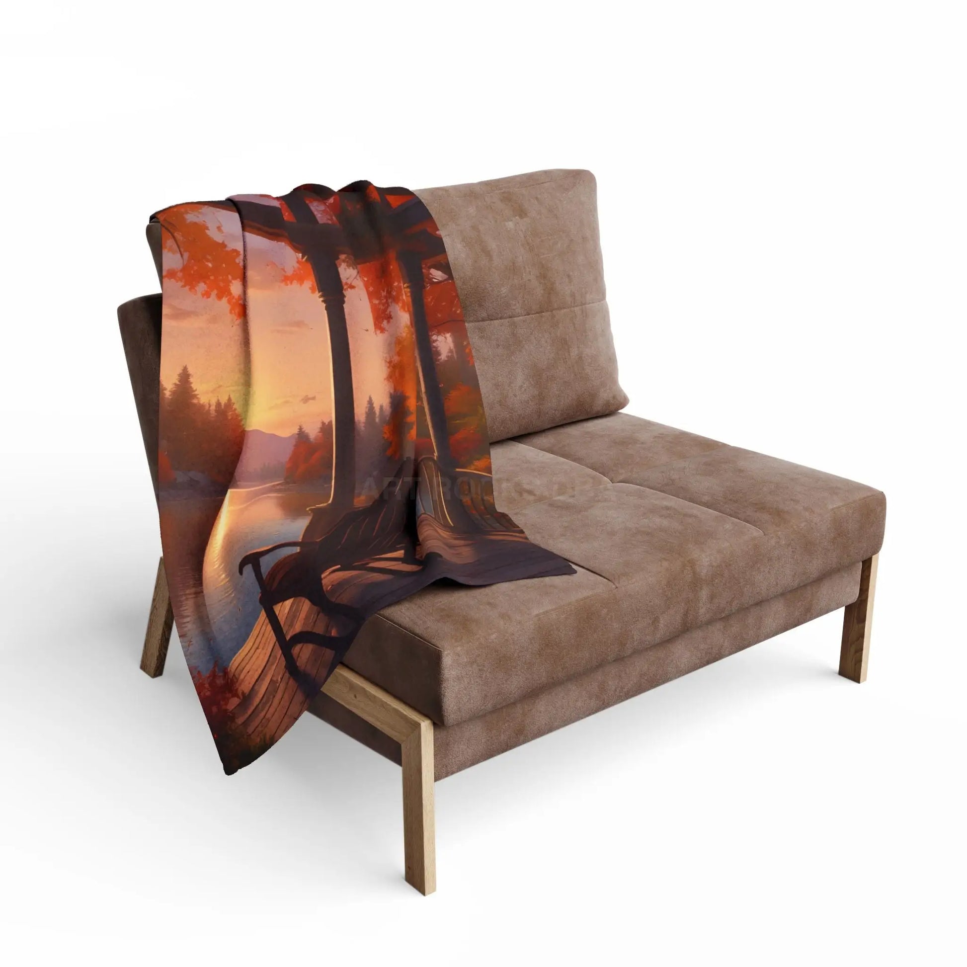 Cozy Autumn Porch Fleece Blanket - Warm Throw for Fall Decor Outdoor Picnic Cabin Vibes Gift for Him/Her Seasonal Home