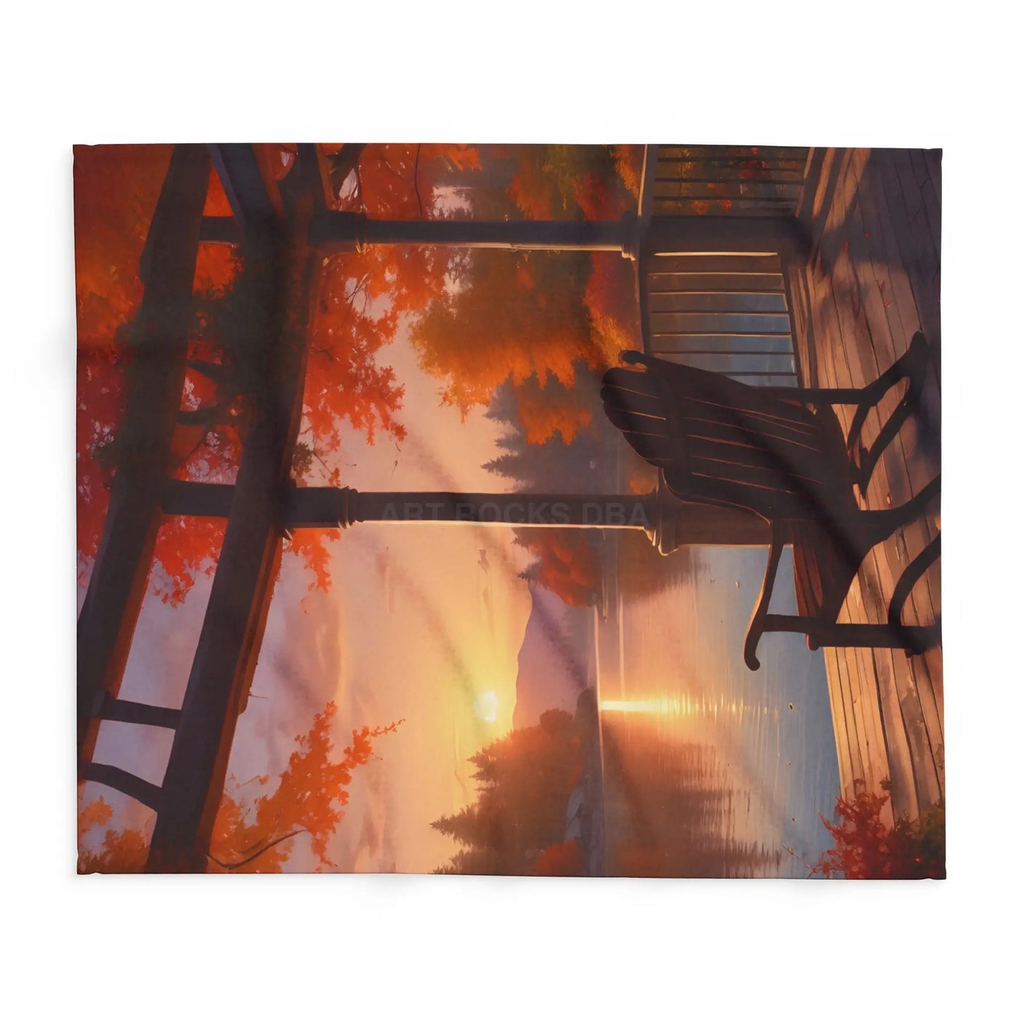 Cozy Autumn Porch Fleece Blanket - Warm Throw for Fall Decor Outdoor Picnic Cabin Vibes Gift for Him/Her Seasonal Home