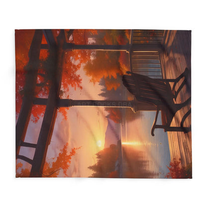 Cozy Autumn Porch Fleece Blanket - Warm Throw for Fall Decor Outdoor Picnic Cabin Vibes Gift for Him/Her Seasonal Home