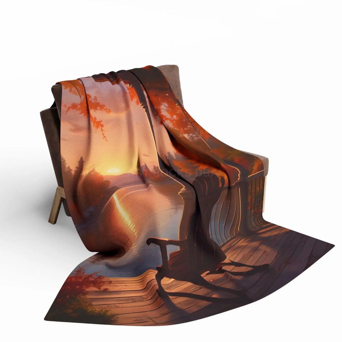 Cozy Autumn Porch Fleece Blanket - Warm Throw for Fall Decor Outdoor Picnic Cabin Vibes Gift for Him/Her Seasonal Home