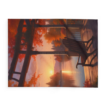 Cozy Autumn Porch Fleece Blanket - Warm Throw for Fall Decor Outdoor Picnic Cabin Vibes Gift for Him/Her Seasonal Home