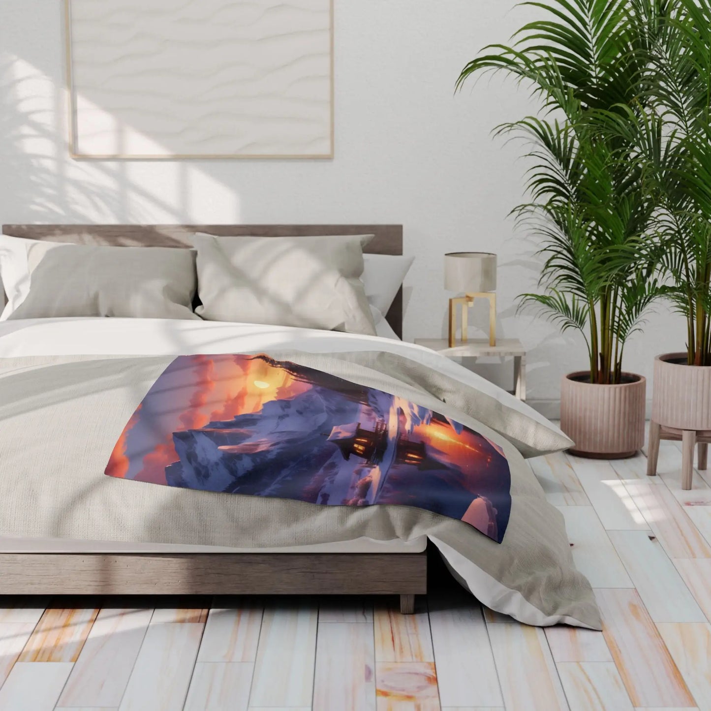 Cozy Cabin in the Snow Arctic Fleece Blanket Warm Winter Throw for Cabin Decor Perfect for Home Gift for Holidays