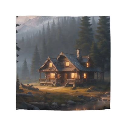 Cozy Cabin in The Woods Microfiber Duvet Cover Rustic Home Decor Mountain Retreat Bedding Perfect Gift for Nature