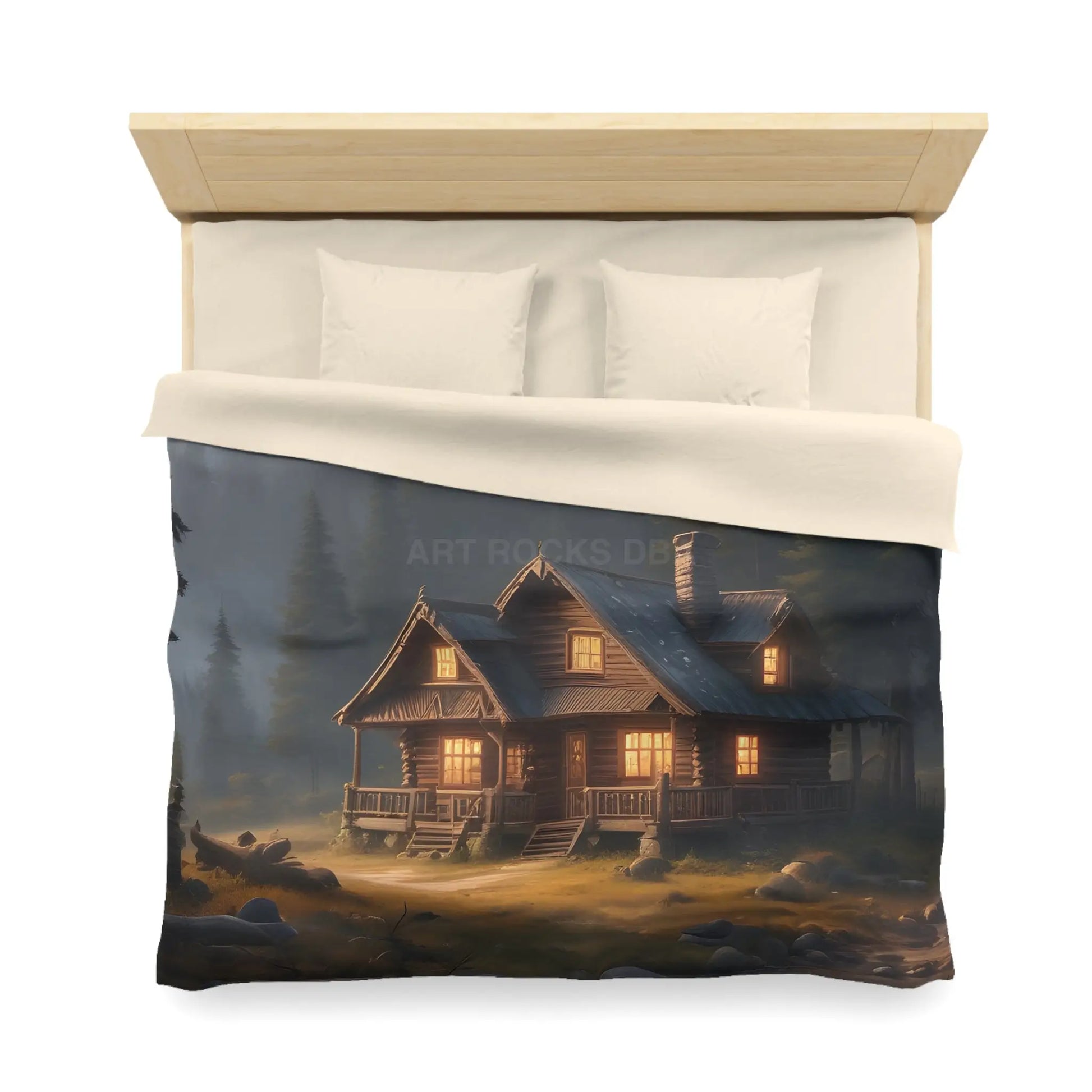 Cozy Cabin in The Woods Microfiber Duvet Cover Rustic Home Decor Mountain Retreat Bedding Perfect Gift for Nature