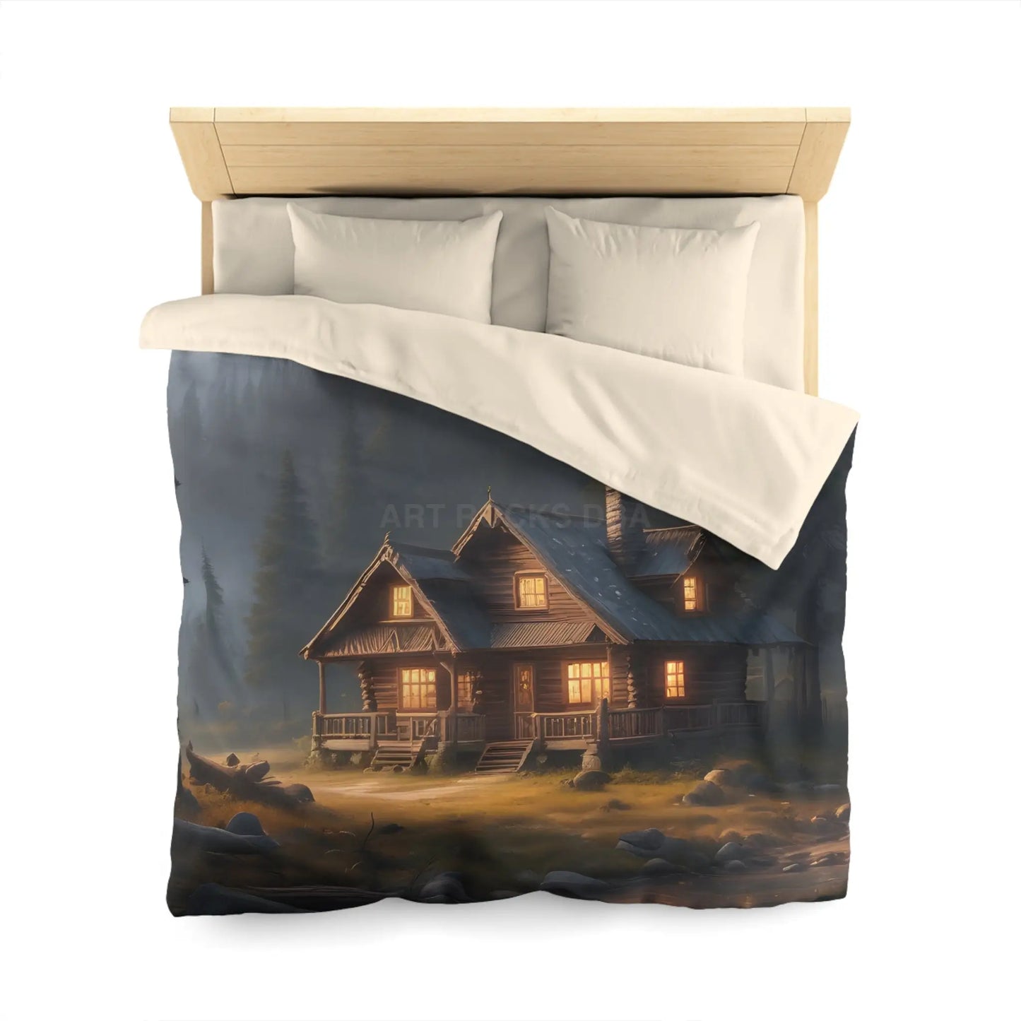 Cozy Cabin in The Woods Microfiber Duvet Cover Rustic Home Decor Mountain Retreat Bedding Perfect Gift for Nature