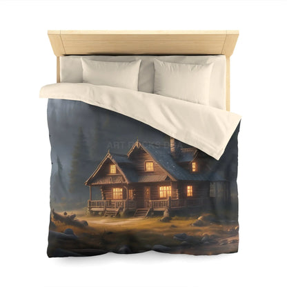 Cozy Cabin in The Woods Microfiber Duvet Cover Rustic Home Decor Mountain Retreat Bedding Perfect Gift for Nature