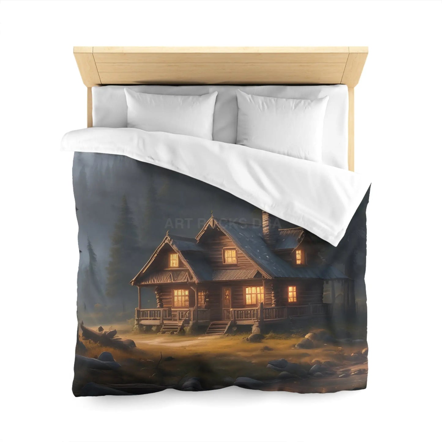 Cozy Cabin in The Woods Microfiber Duvet Cover Rustic Home Decor Mountain Retreat Bedding Perfect Gift for Nature