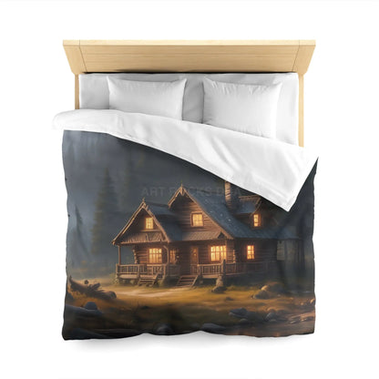 Cozy Cabin in The Woods Microfiber Duvet Cover Rustic Home Decor Mountain Retreat Bedding Perfect Gift for Nature
