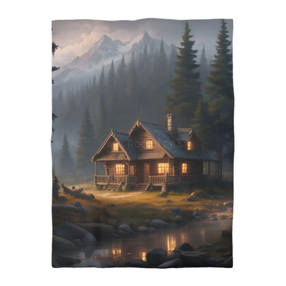 Cozy Cabin in The Woods Microfiber Duvet Cover Rustic Home Decor Mountain Retreat Bedding Perfect Gift for Nature
