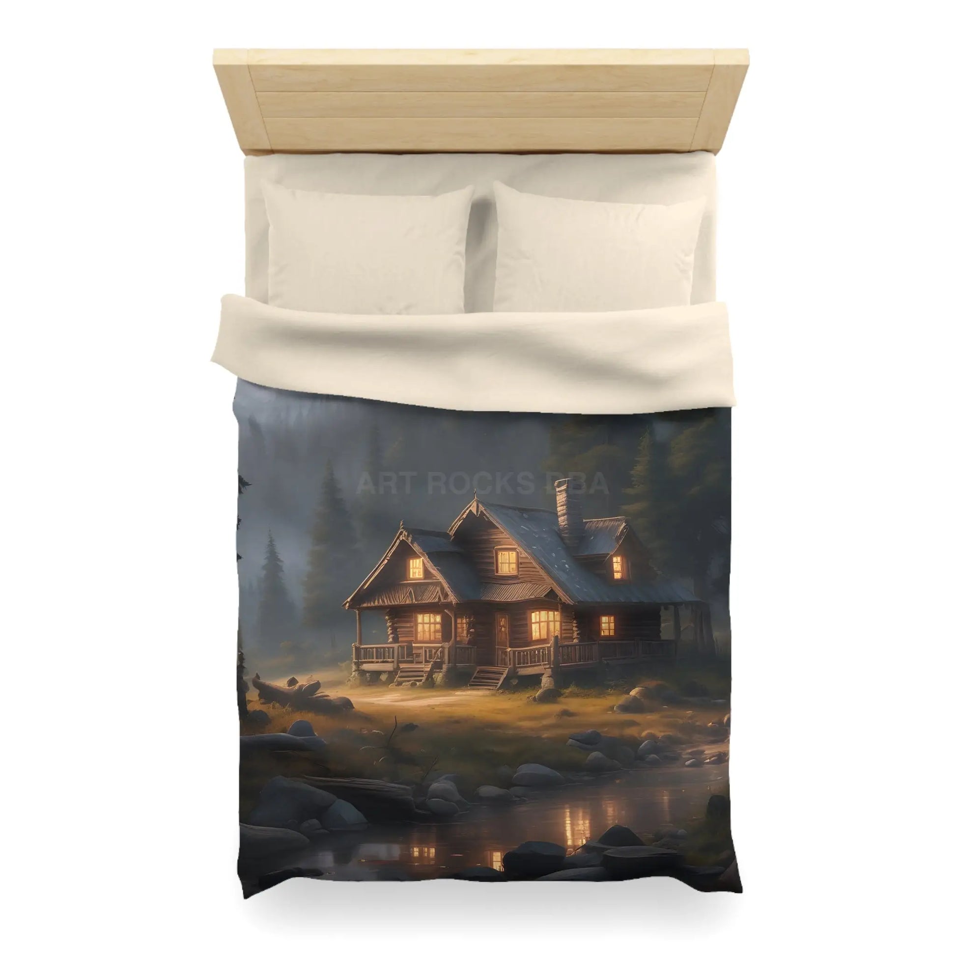 Cozy Cabin in The Woods Microfiber Duvet Cover Rustic Home Decor Mountain Retreat Bedding Perfect Gift for Nature
