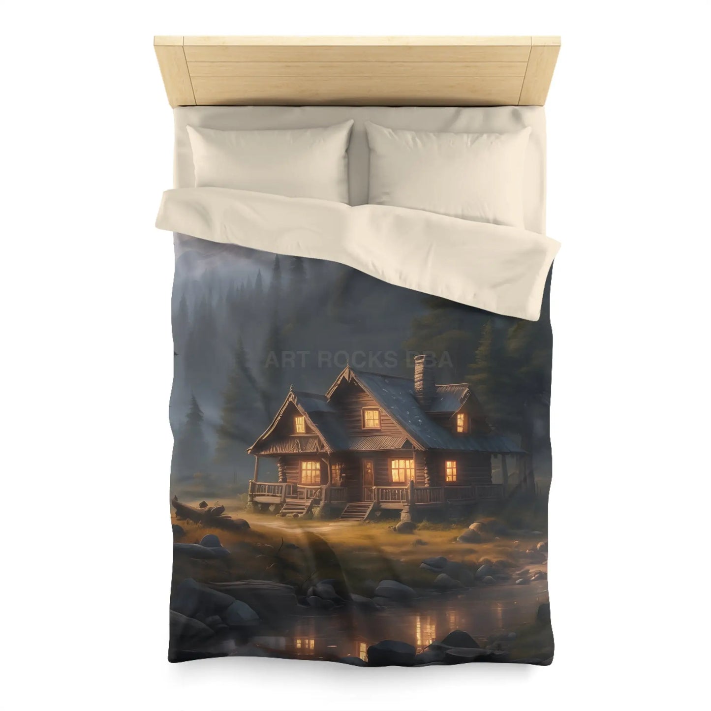 Cozy Cabin in The Woods Microfiber Duvet Cover Rustic Home Decor Mountain Retreat Bedding Perfect Gift for Nature