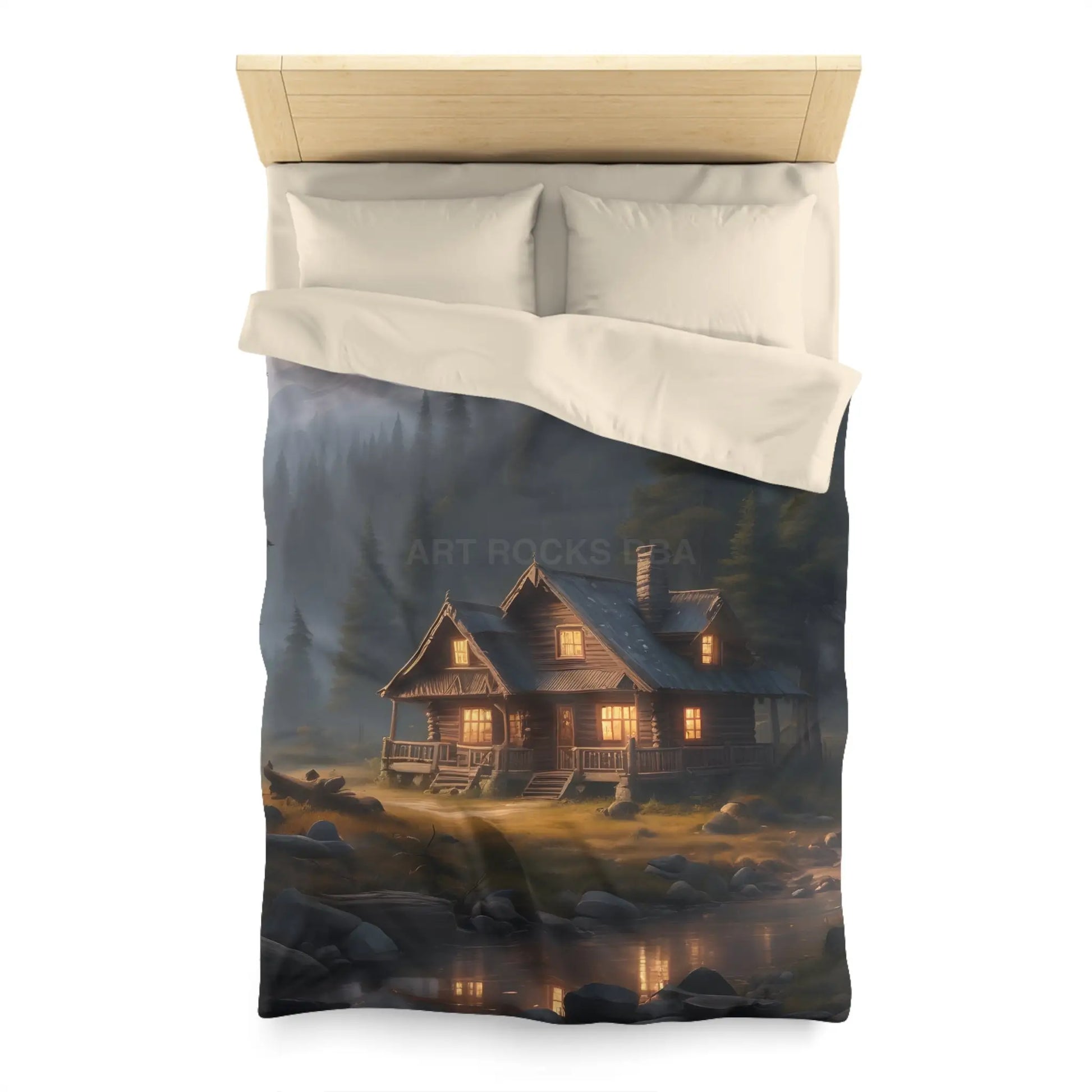 Cozy Cabin in The Woods Microfiber Duvet Cover Rustic Home Decor Mountain Retreat Bedding Perfect Gift for Nature