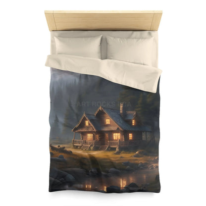 Cozy Cabin in The Woods Microfiber Duvet Cover Rustic Home Decor Mountain Retreat Bedding Perfect Gift for Nature