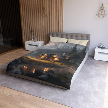 Cozy Cabin in The Woods Microfiber Duvet Cover Rustic Home Decor Mountain Retreat Bedding Perfect Gift for Nature