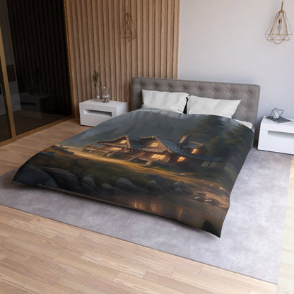 Cozy Cabin in The Woods Microfiber Duvet Cover Rustic Home Decor Mountain Retreat Bedding Perfect Gift for Nature