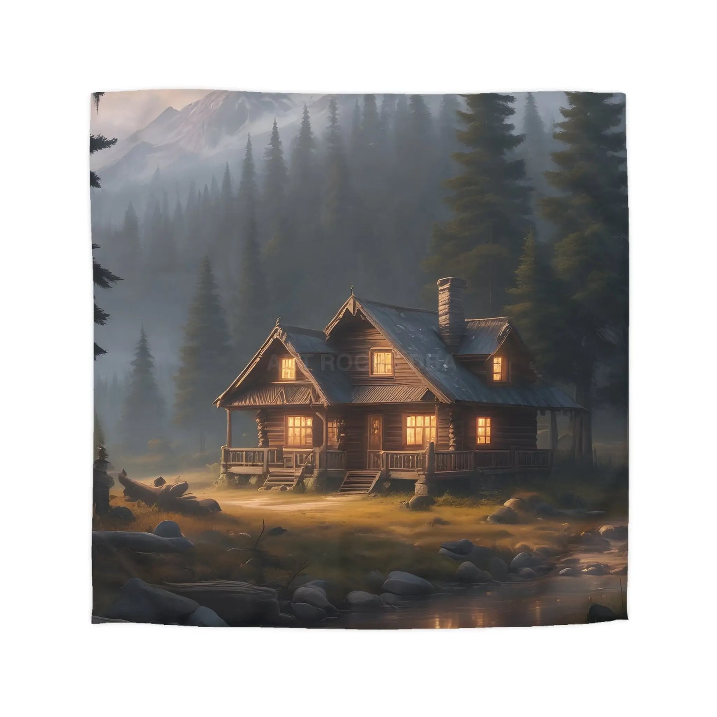 Cozy Cabin in The Woods Microfiber Duvet Cover Rustic Home Decor Mountain Retreat Bedding Perfect Gift for Nature