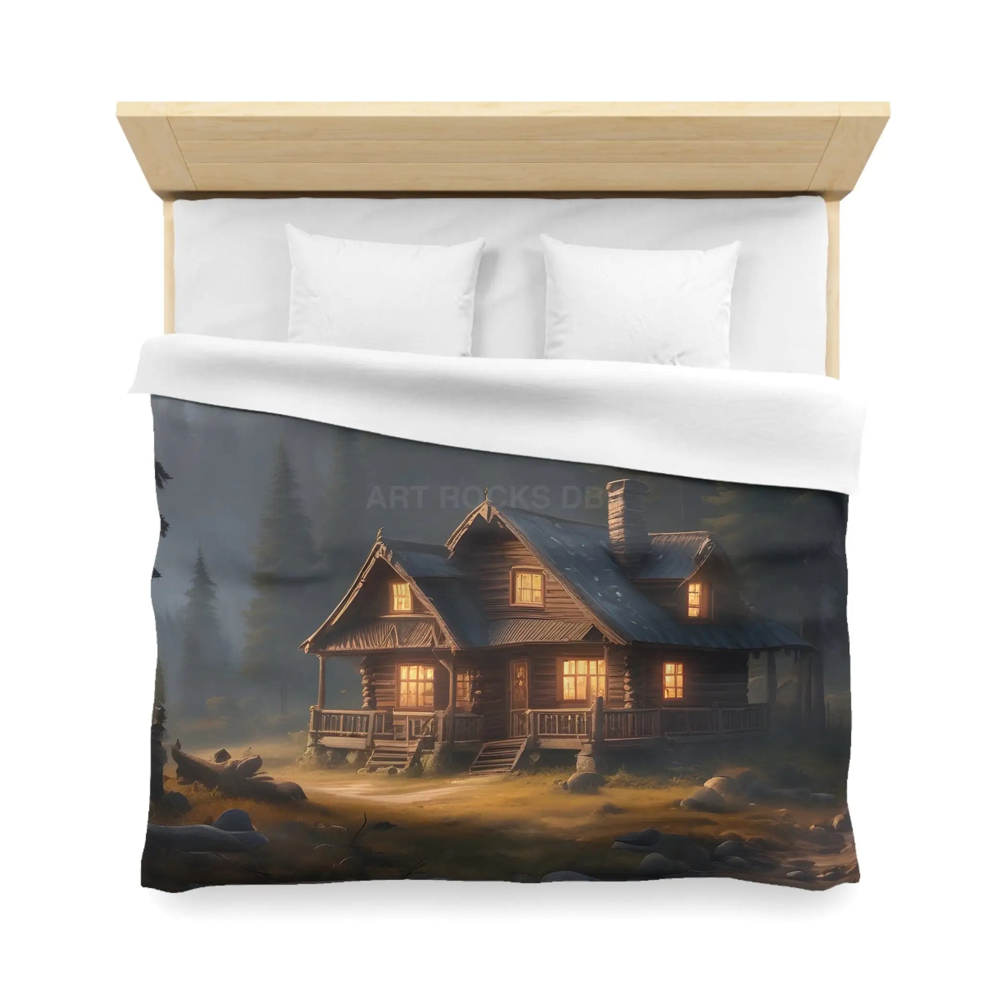 Cozy Cabin in The Woods Microfiber Duvet Cover Rustic Home Decor Mountain Retreat Bedding Perfect Gift for Nature