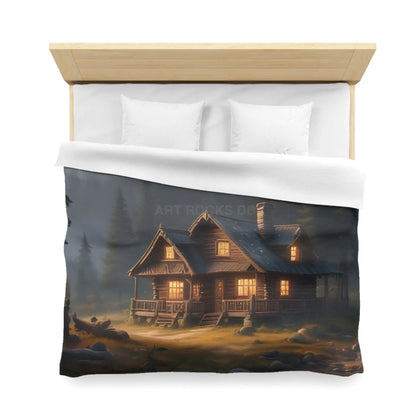 Cozy Cabin in The Woods Microfiber Duvet Cover Rustic Home Decor Mountain Retreat Bedding Perfect Gift for Nature