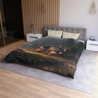 Cozy Cabin in The Woods Microfiber Duvet Cover Rustic Home Decor Mountain Retreat Bedding Perfect Gift for Nature