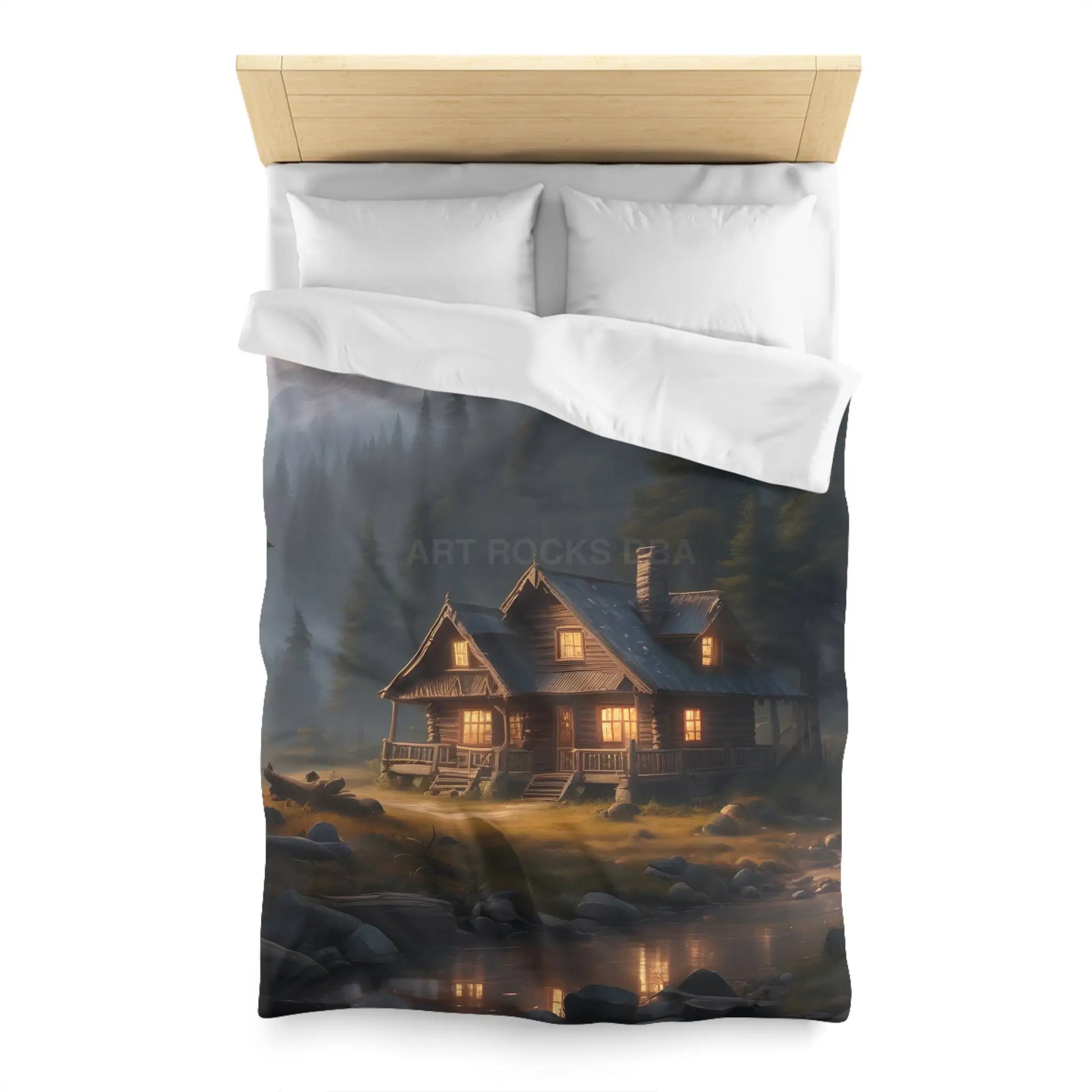Cozy Cabin in The Woods Microfiber Duvet Cover Rustic Home Decor Mountain Retreat Bedding Perfect Gift for Nature