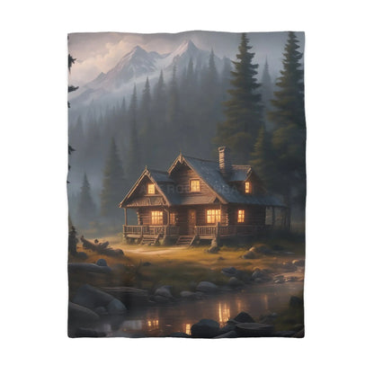 Cozy Cabin in The Woods Microfiber Duvet Cover Rustic Home Decor Mountain Retreat Bedding Perfect Gift for Nature