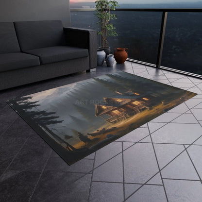 Cozy Cabin in The Woods Outdoor Rug Indoor Outdoor Mat Rustic Home Decor Patio Entrance Rug Camping Vibes Cabin Life