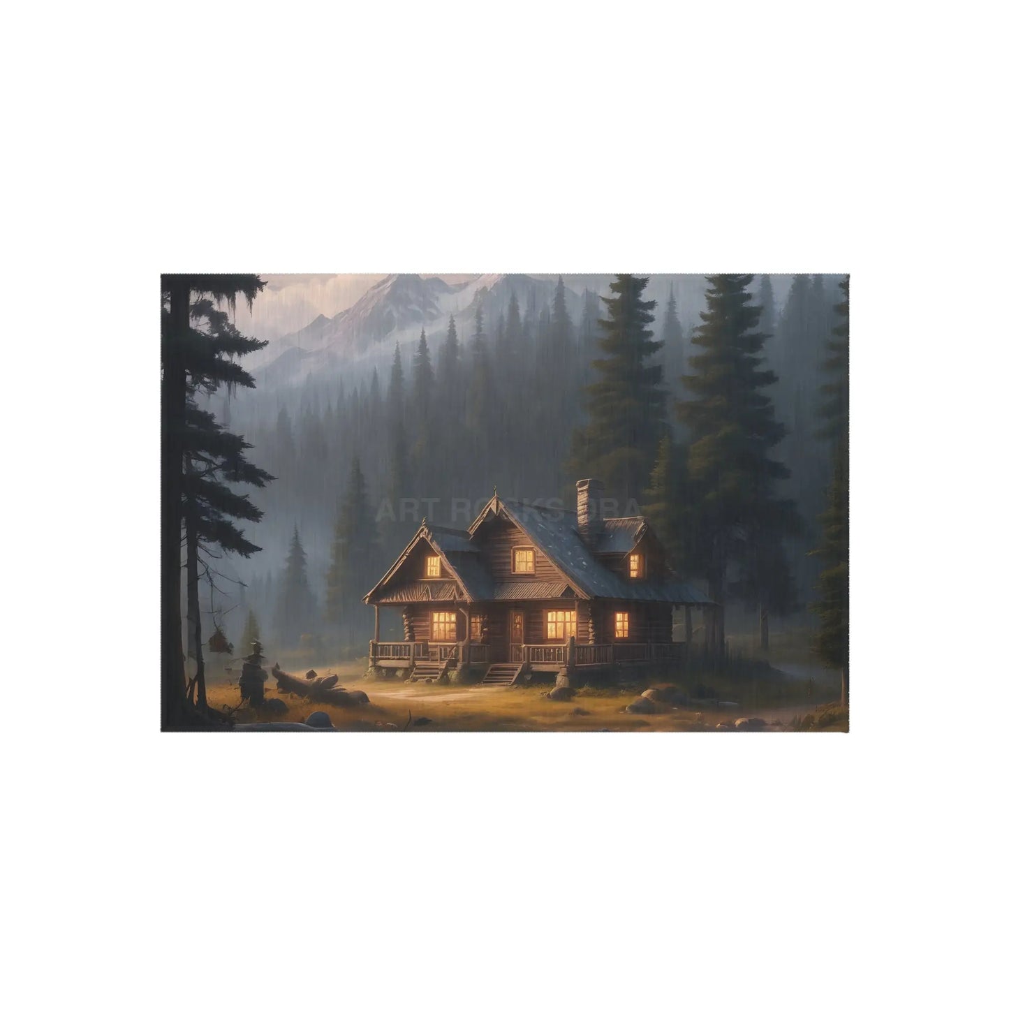 Cozy Cabin in The Woods Outdoor Rug Indoor Outdoor Mat Rustic Home Decor Patio Entrance Rug Camping Vibes Cabin Life