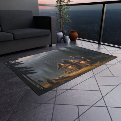 Cozy Cabin in The Woods Outdoor Rug Indoor Outdoor Mat Rustic Home Decor Patio Entrance Rug Camping Vibes Cabin Life