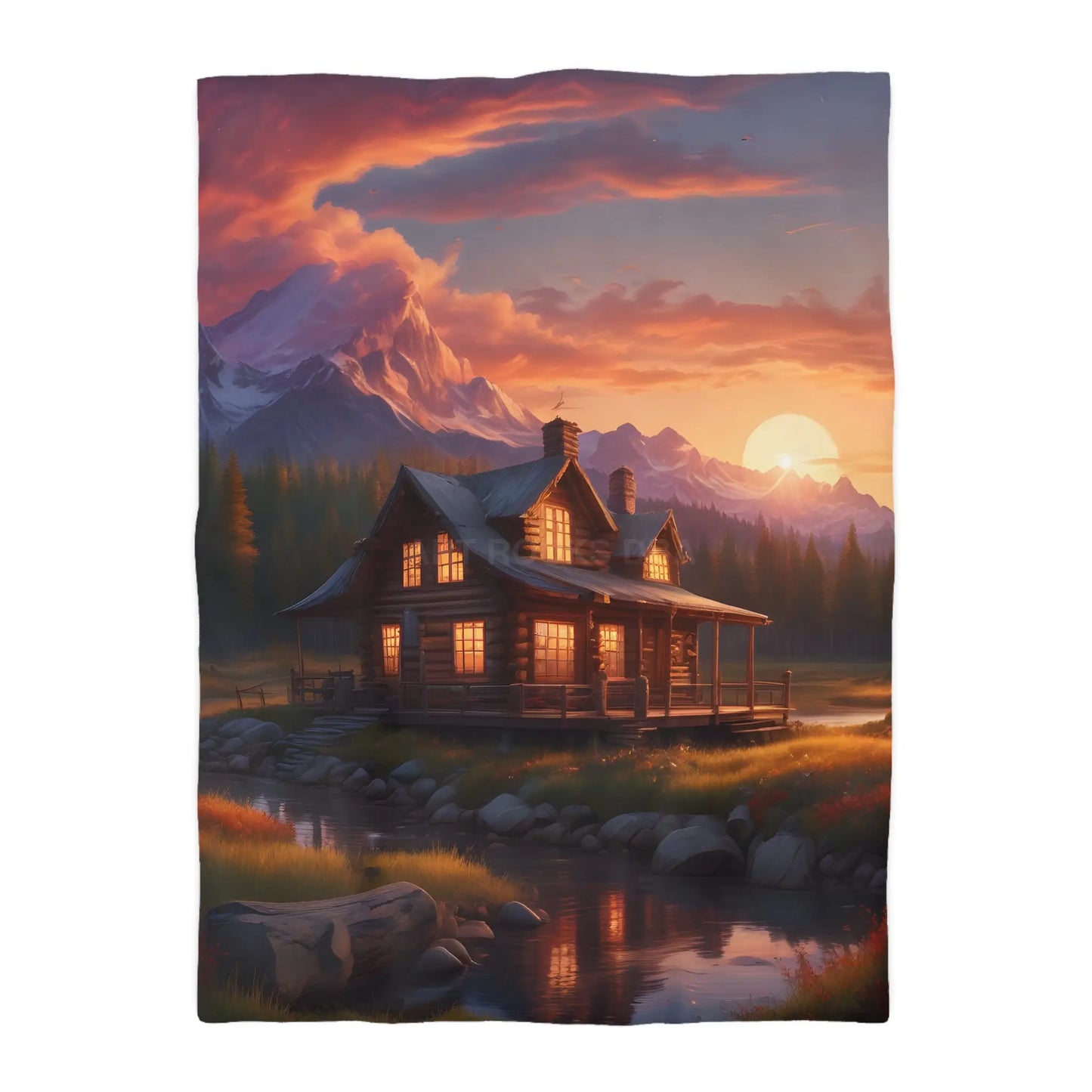 Cozy Cabin Microfiber Duvet Cover | Rustic Bedding Nature Decor Cabin Vibes Home Essentials Mountain Retreat - Twin XL