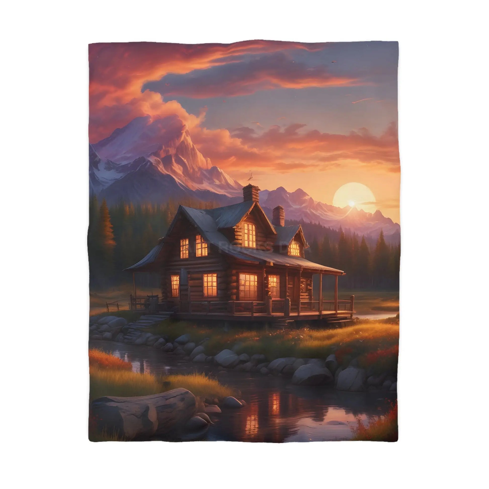 Cozy Cabin Microfiber Duvet Cover | Rustic Bedding Nature Decor Cabin Vibes Home Essentials Mountain Retreat - Twin