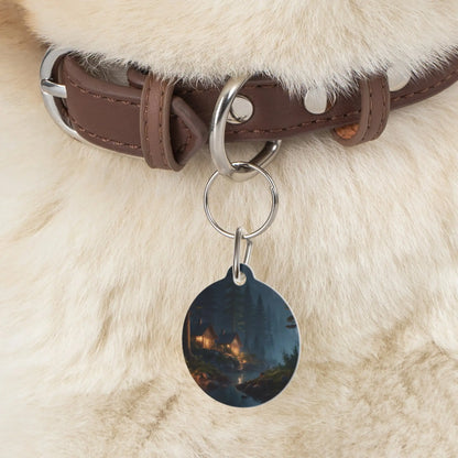 Cozy Cabin Night Pet Tag — Woodland Lake Dog/Cat ID Tag - 1’’ - Pets
