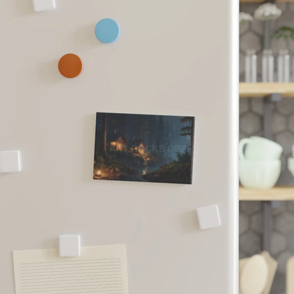 Cozy Cabin Scene Magnet Rustic Home Decor Nature Lover Gift Fridge Magnet Wall Art Decoration Perfect for Mountain