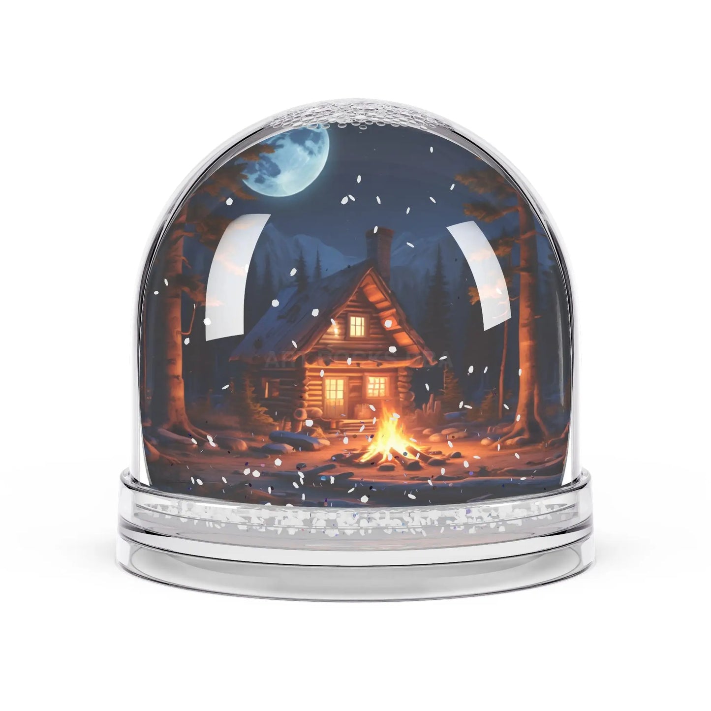 Cozy Cabin Snow Globe – Moonlit Winter Night Decor - 3.5’’ × 3.4’’ - Home Decor