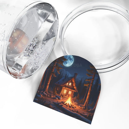 Cozy Cabin Snow Globe – Moonlit Winter Night Decor - 3.5’’ × 3.4’’ - Home Decor