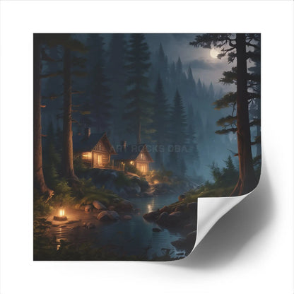 Cozy Cabin Stickers - Nature Scene Decor for Home Scrapbooking Gifts Outdoor Adventures Aesthetic Wall Art - Paper