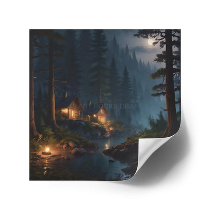 Cozy Cabin Stickers - Nature Scene Decor for Home Scrapbooking Gifts Outdoor Adventures Aesthetic Wall Art - Paper