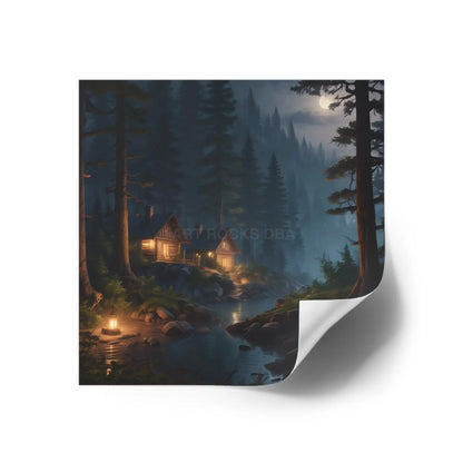 Cozy Cabin Stickers - Nature Scene Decor for Home Scrapbooking Gifts Outdoor Adventures Aesthetic Wall Art - Paper