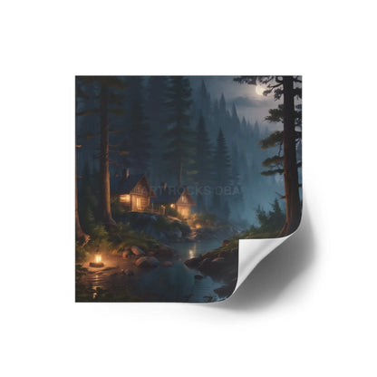 Cozy Cabin Stickers - Nature Scene Decor for Home Scrapbooking Gifts Outdoor Adventures Aesthetic Wall Art - Paper