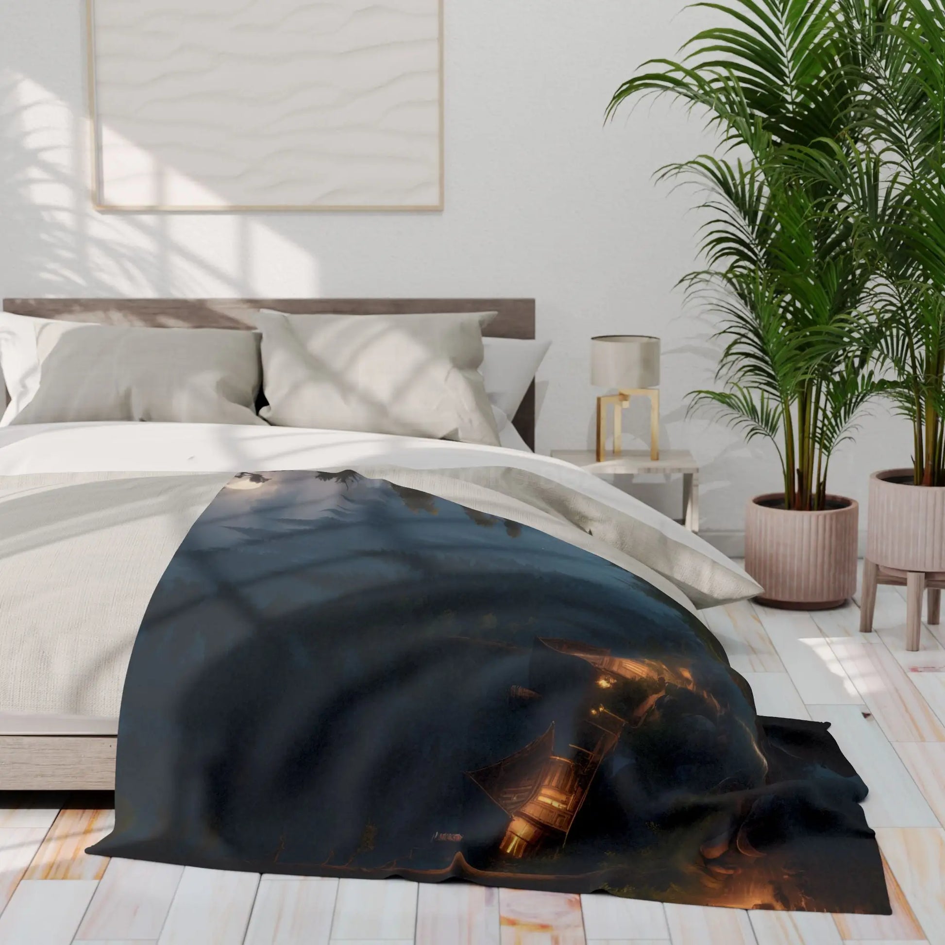 Cozy Camping Cabins Arctic Fleece Blanket for Warm Evenings Cabin Decor Camping Gift Holiday Comfort Cozy Living Room