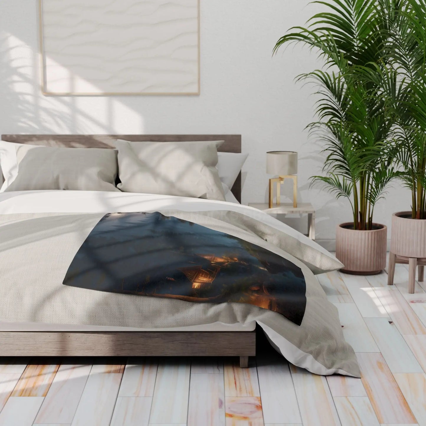 Cozy Camping Cabins Arctic Fleece Blanket for Warm Evenings Cabin Decor Camping Gift Holiday Comfort Cozy Living Room