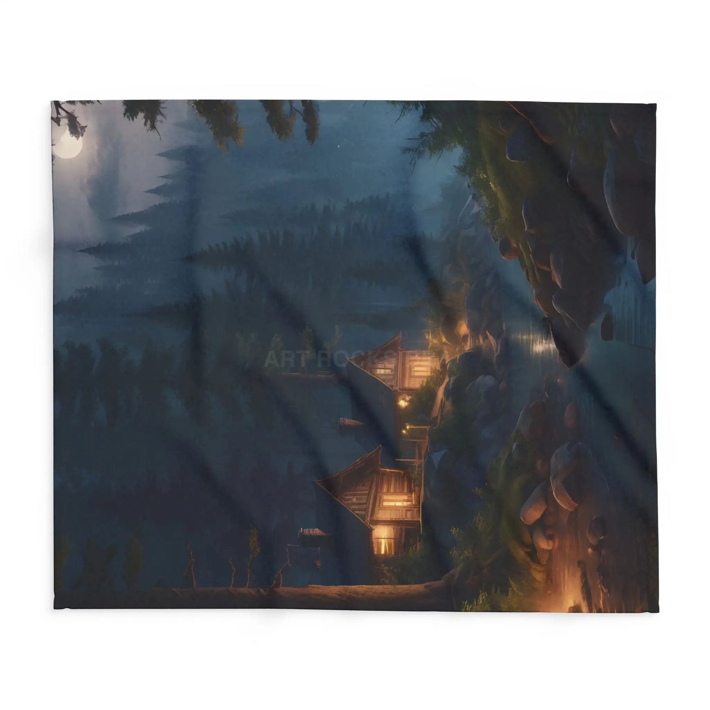 Cozy Camping Cabins Arctic Fleece Blanket for Warm Evenings Cabin Decor Camping Gift Holiday Comfort Cozy Living Room