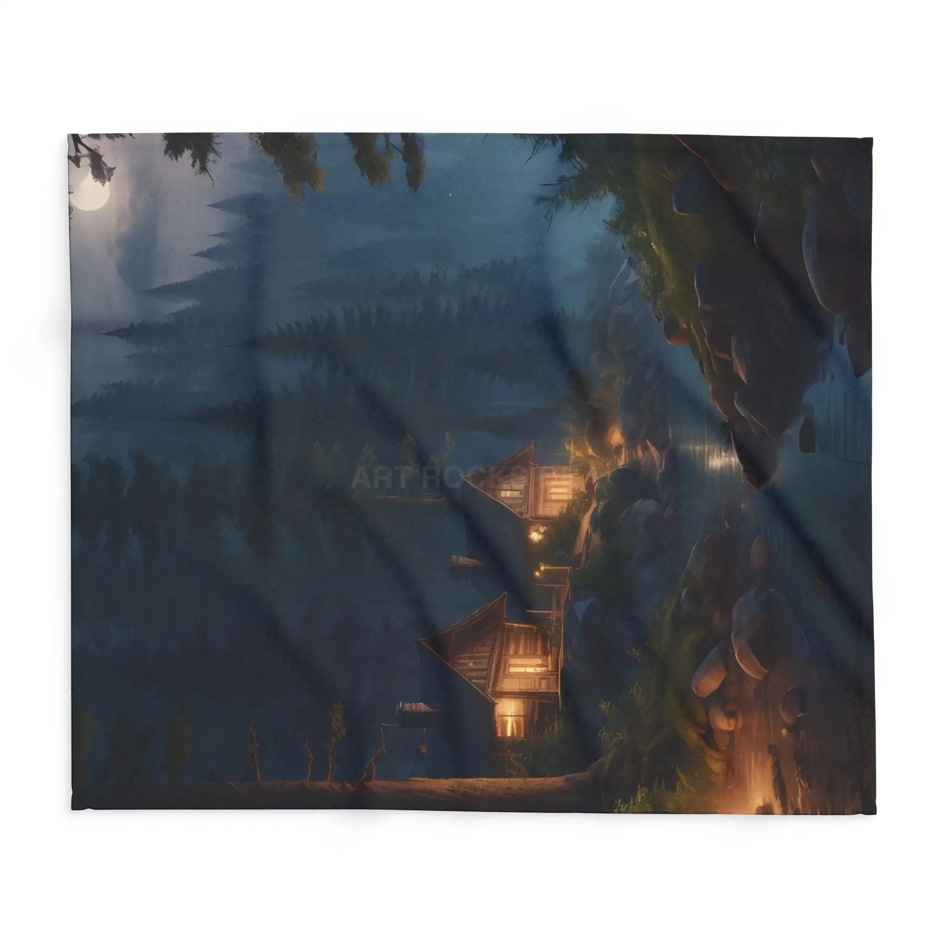 Cozy Camping Cabins Arctic Fleece Blanket for Warm Evenings Cabin Decor Camping Gift Holiday Comfort Cozy Living Room