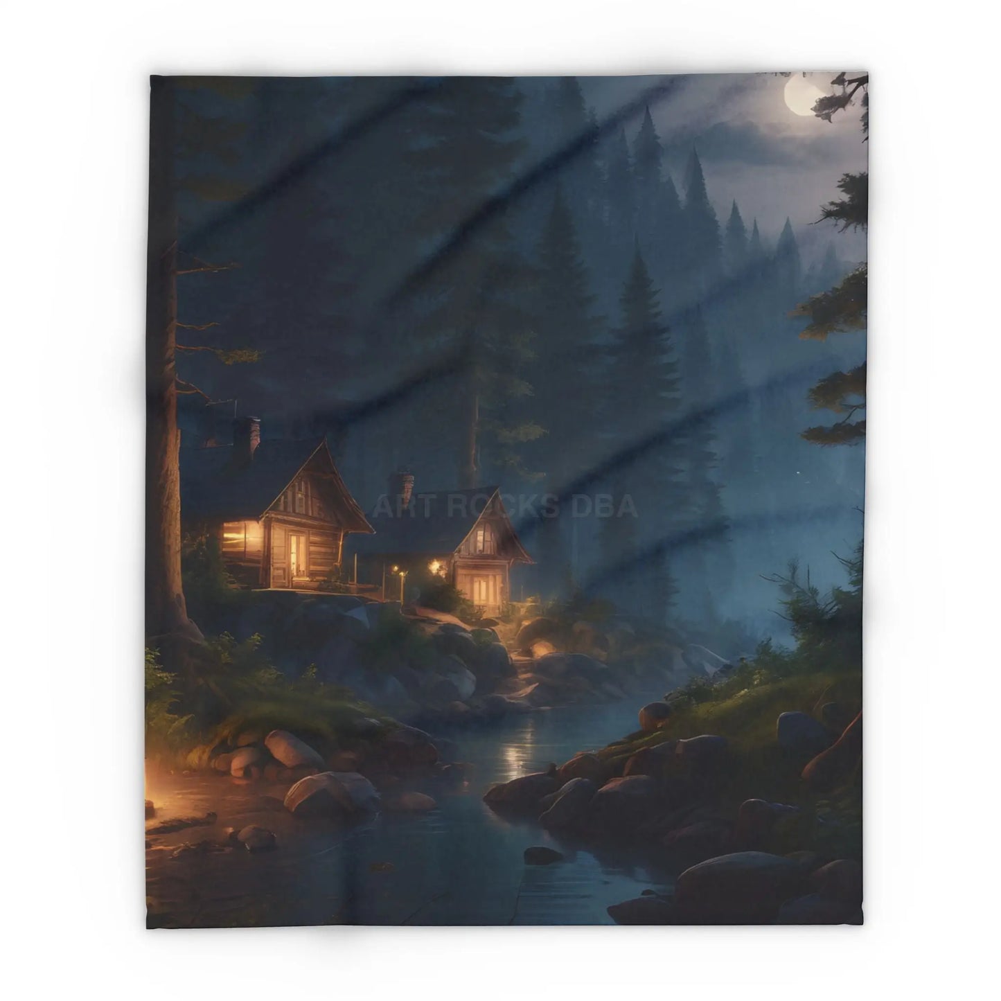Cozy Camping Cabins Arctic Fleece Blanket for Warm Evenings Cabin Decor Camping Gift Holiday Comfort Cozy Living Room