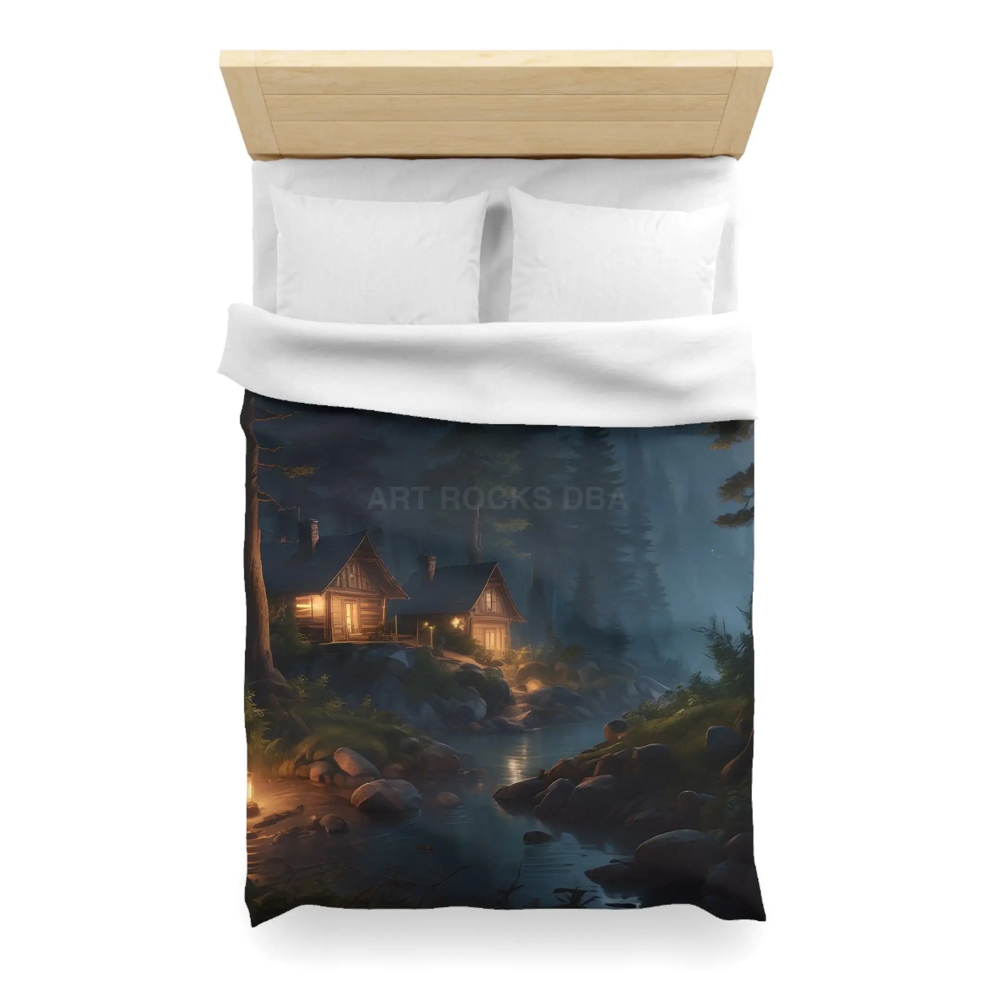 Cozy Camping Cabins Microfiber Duvet Cover - Serene Lodge Vibe Perfect for Home Decor Holiday Gifts Bedroom Makeover