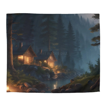 Cozy Camping Cabins Microfiber Duvet Cover - Serene Lodge Vibe Perfect for Home Decor Holiday Gifts Bedroom Makeover