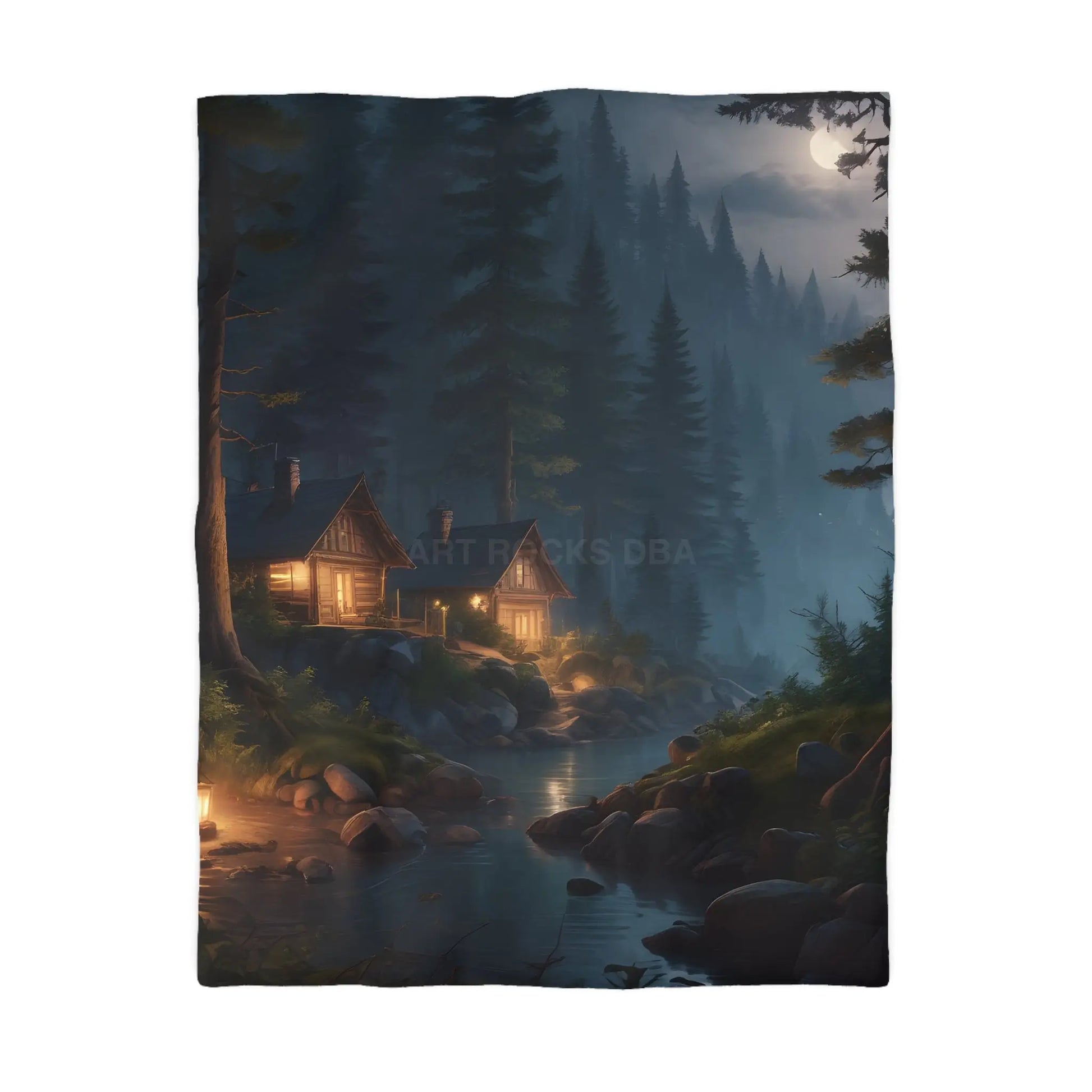 Cozy Camping Cabins Microfiber Duvet Cover - Serene Lodge Vibe Perfect for Home Decor Holiday Gifts Bedroom Makeover