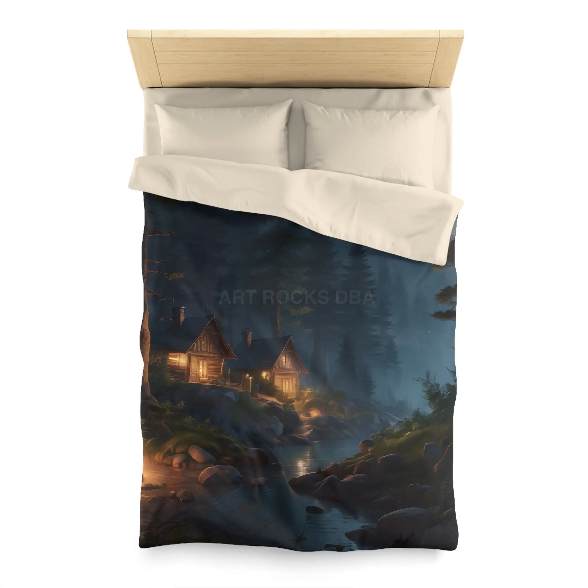Cozy Camping Cabins Microfiber Duvet Cover - Serene Lodge Vibe Perfect for Home Decor Holiday Gifts Bedroom Makeover