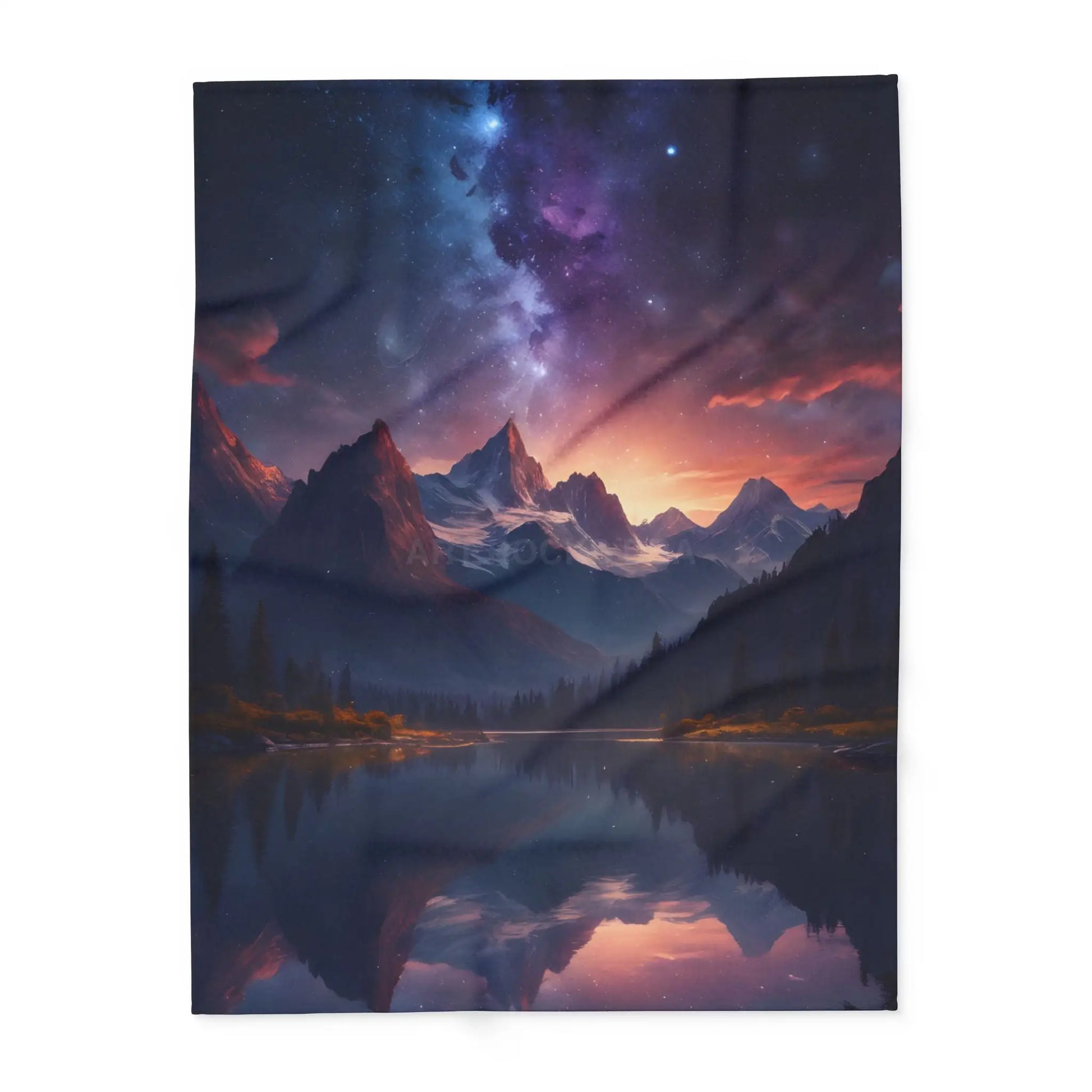 Cozy Celestial Mountain Fleece Blanket - Galaxy Decor Night Sky Throw Camping Gift Home Comfort Starry Blanket - Home