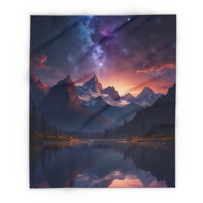 Cozy Celestial Mountain Fleece Blanket - Galaxy Decor Night Sky Throw Camping Gift Home Comfort Starry Blanket - 50’’ ×